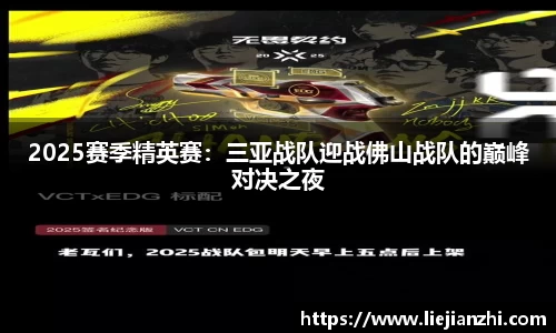 2025赛季精英赛：三亚战队迎战佛山战队的巅峰对决之夜